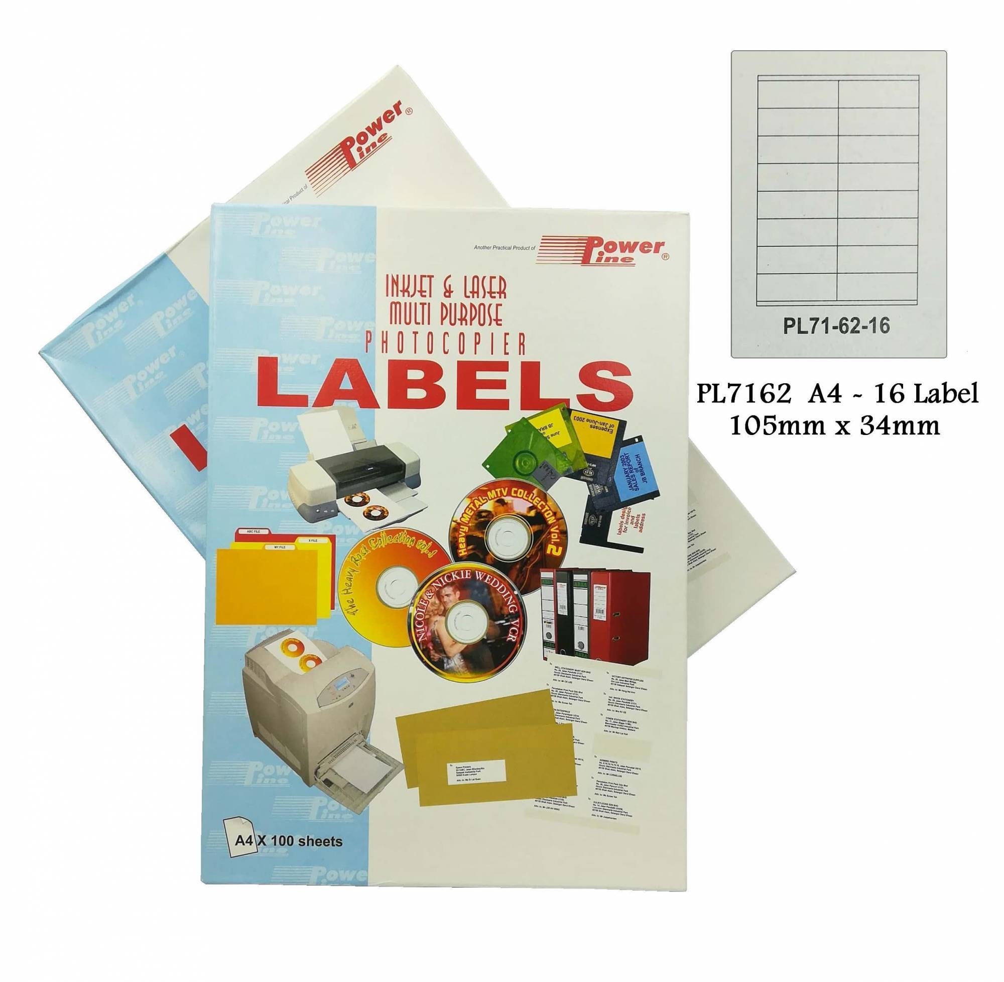 PL7162 multi purpose adhesive label A4 16 labels